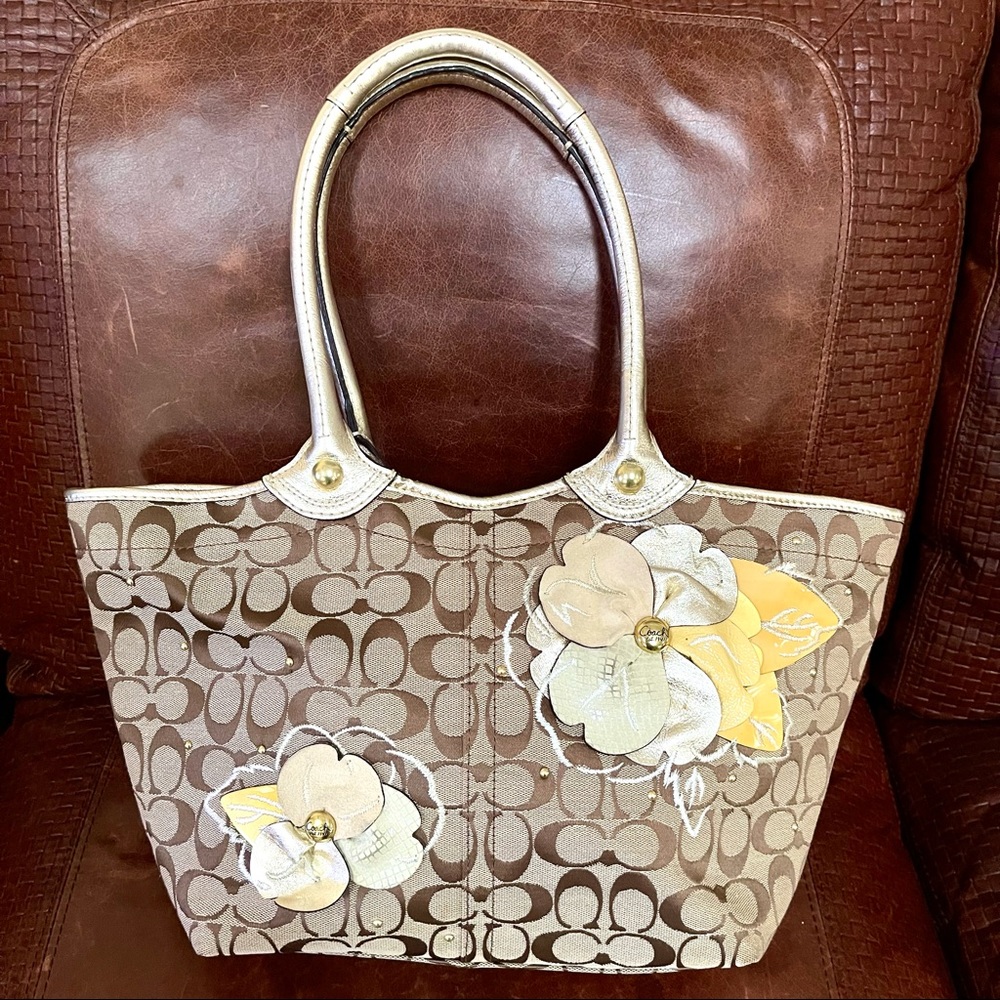 Coach Floral Appliqué Tote Bag